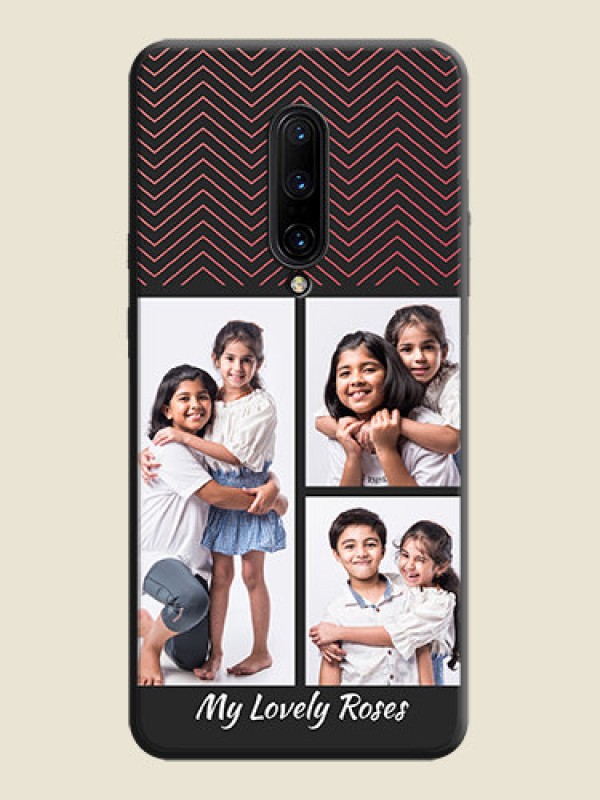 Custom Wave Pattern with 3 Image Holder on Space Black Custom Soft Matte Back Cover - OnePlus 7 Pro