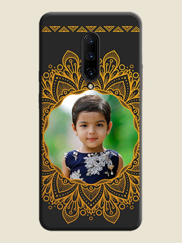 Custom Round Image with Floral Design - Photo on Space Black Soft Matte Mobile Cover - OnePlus 7 Pro