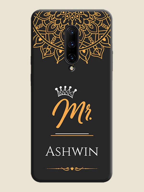 Custom Mr Name with Floral Design  on Personalised Space Black Soft Matte Cases - OnePlus 7 Pro