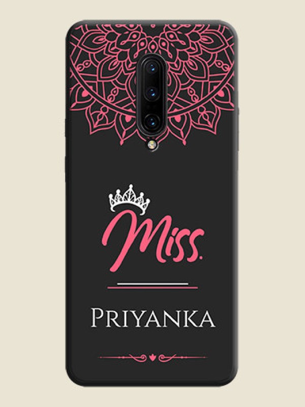 Custom Mrs Name with Floral Design on Space Black Personalized Soft Matte Phone Covers - OnePlus 7 Pro