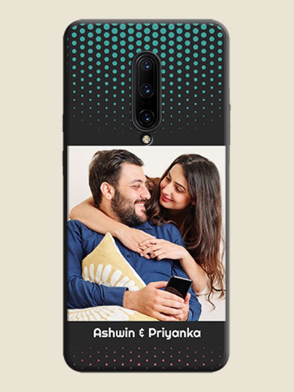 Custom Faded Dots with Grunge Photo Frame and Text on Space Black Custom Soft Matte Phone Cases - OnePlus 7 Pro