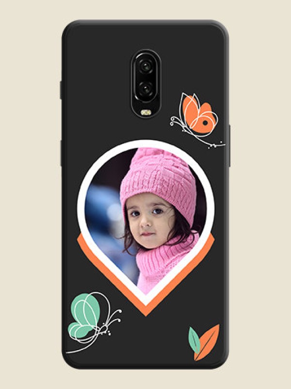 Custom Upload Pic With Simple Butterly Design On Space Black Personalized Soft Matte Phone Covers -Oneplus 7