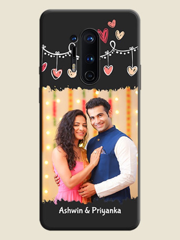 Custom Pink Love Hangings with Name on Space Black Custom Soft Matte Phone Cases - OnePlus 8 Pro