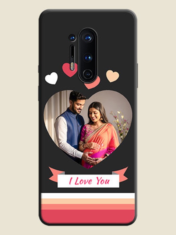 Custom Love Shaped Photo with Colorful Stripes on Personalised Space Black Soft Matte Cases - OnePlus 8 Pro