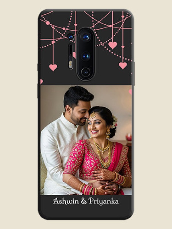Custom Pink Love Hangings with Text on Space Black Custom Soft Matte Back Cover - OnePlus 8 Pro