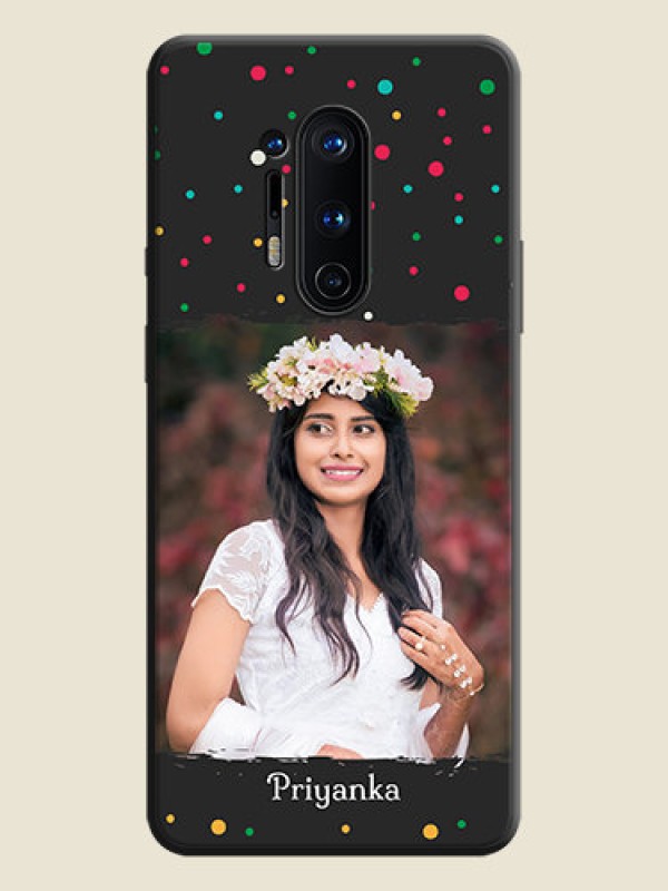 Custom Multicolor Dotted Pattern with Text on Space Black Custom Soft Matte Phone Back Cover - OnePlus 8 Pro