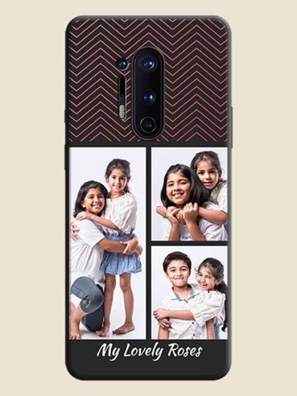 Custom Wave Pattern with 3 Image Holder on Space Black Custom Soft Matte Back Cover - OnePlus 8 Pro
