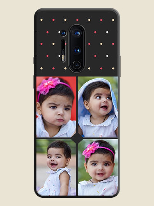 Custom Multicolor Dotted Pattern with 4 Image Holder on Space Black Custom Soft Matte Phone Cases - OnePlus 8 Pro