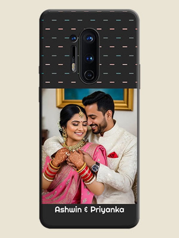 Custom Line Pattern Design with Text on Space Black Custom Soft Matte Phone Back Cover - OnePlus 8 Pro