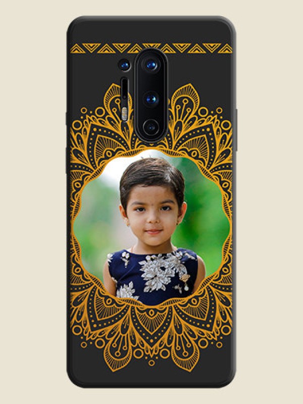 Custom Round Image with Floral Design - Photo on Space Black Soft Matte Mobile Cover - OnePlus 8 Pro