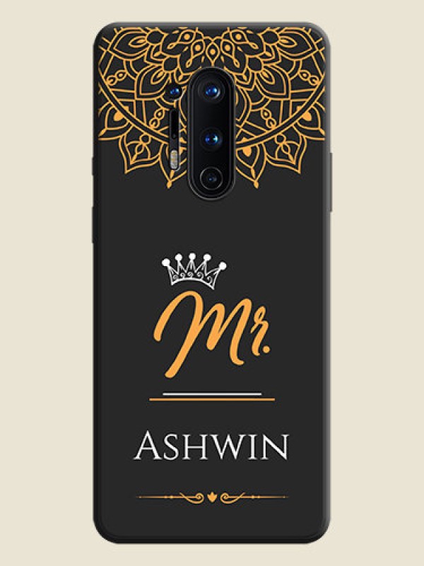 Custom Mr Name with Floral Design  on Personalised Space Black Soft Matte Cases - OnePlus 8 Pro
