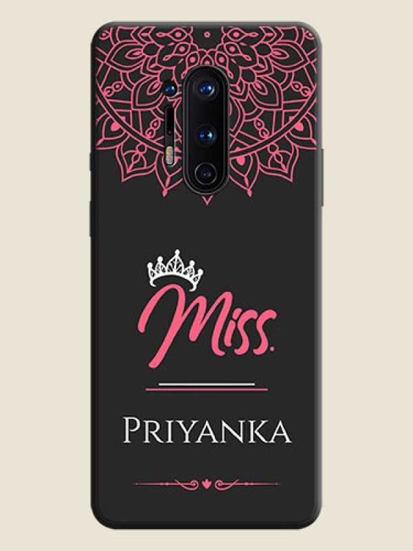Custom Mrs Name with Floral Design on Space Black Personalized Soft Matte Phone Covers - OnePlus 8 Pro