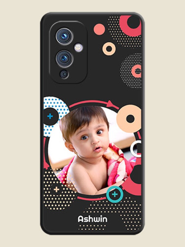 Custom Multicoloured Round Image on Personalised Space Black Soft Matte Cases - Oneplus 9 5G