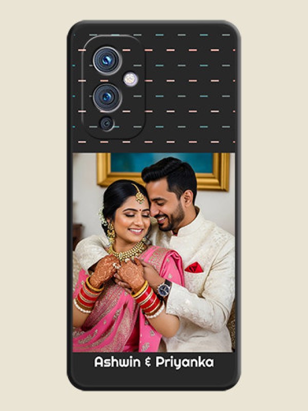 Custom Line Pattern Design with Text on Space Black Custom Soft Matte Phone Back Cover - Oneplus 9 5G
