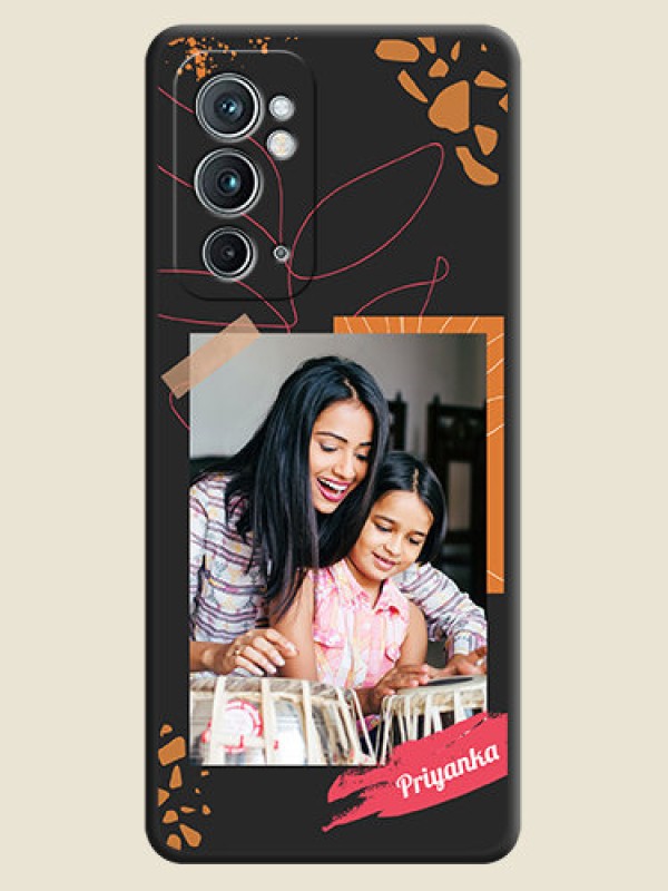 Custom Orange Photo Frame on Space Black Custom Soft Matte Phone Back Cover - OnePlus 9RT 5G