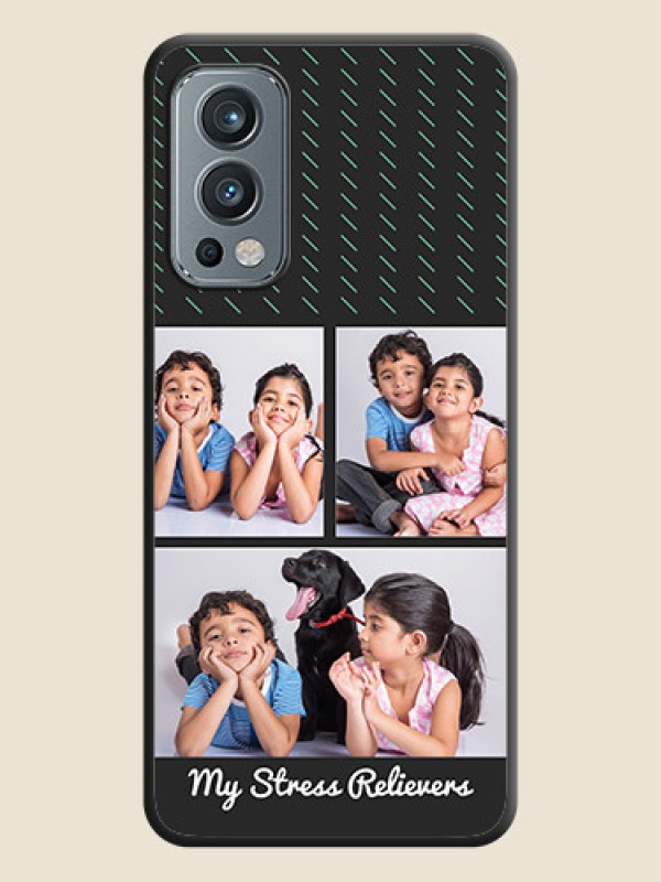 Custom Cross Dotted Pattern with 2 Image Holder  on Personalised Space Black Soft Matte Cases - OnePlus Nord 2 5G