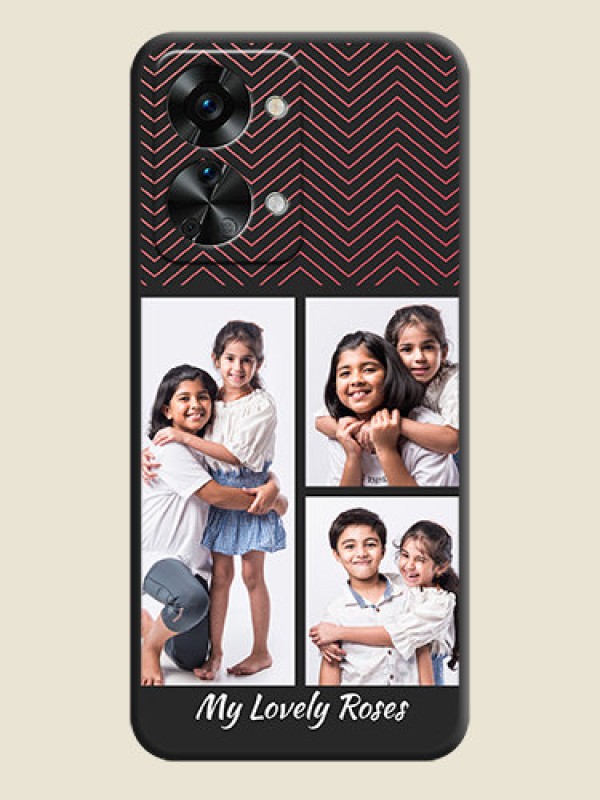Custom Wave Pattern with 3 Image Holder on Space Black Custom Soft Matte Back Cover - OnePlus Nord 2T 5G