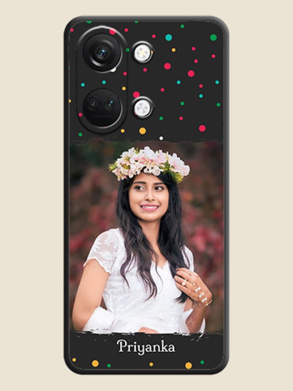 Custom Multicolor Dotted Pattern with Text on Space Black Custom Soft Matte Phone Back Cover - OnePlus Nord 3 5G