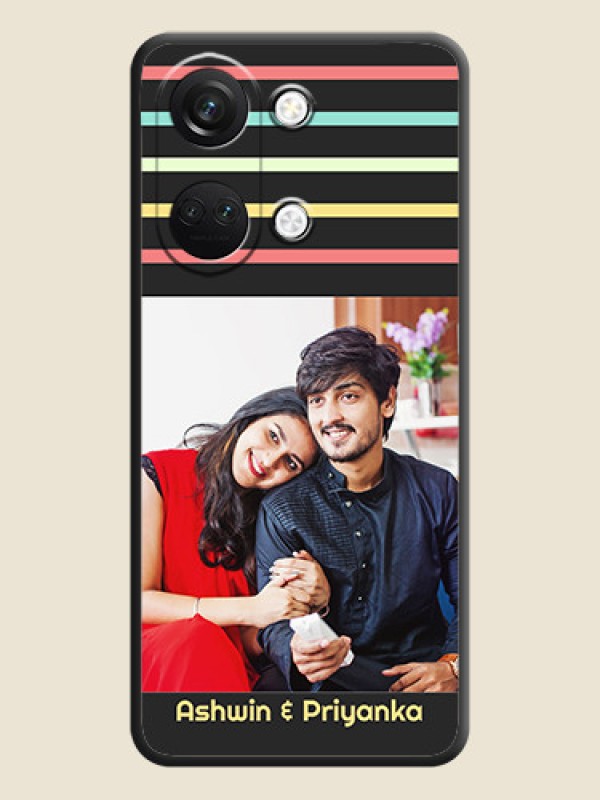 Custom Color Stripes with Photo and Text - Photo on Space Black Soft Matte Mobile Case - OnePlus Nord 3 5G