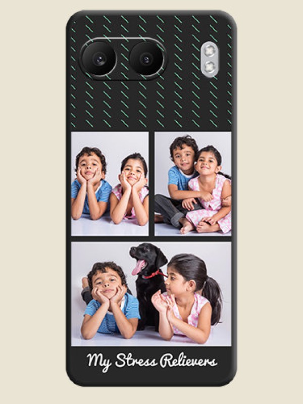 Custom Cross Dotted Pattern with 2 Image Holder On Space Black Custom Soft Matte Mobile Back Cover - Nord 4 5G