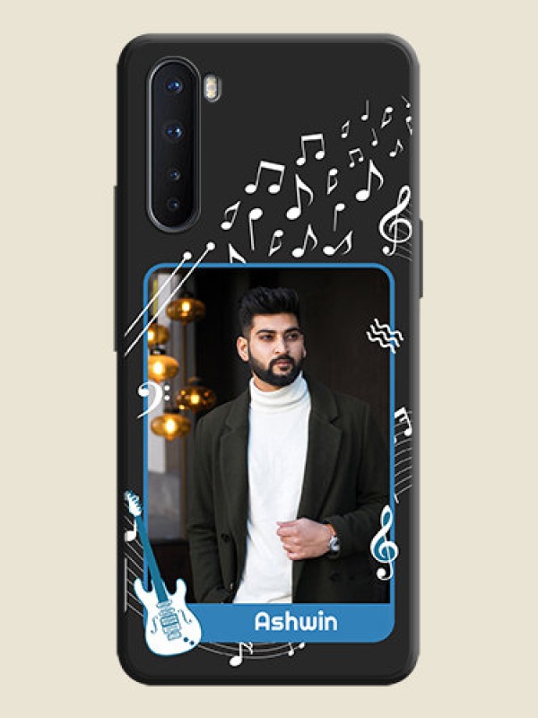 Custom Musical Theme Design with Text - Photo on Space Black Soft Matte Mobile Case - OnePlus Nord 5G