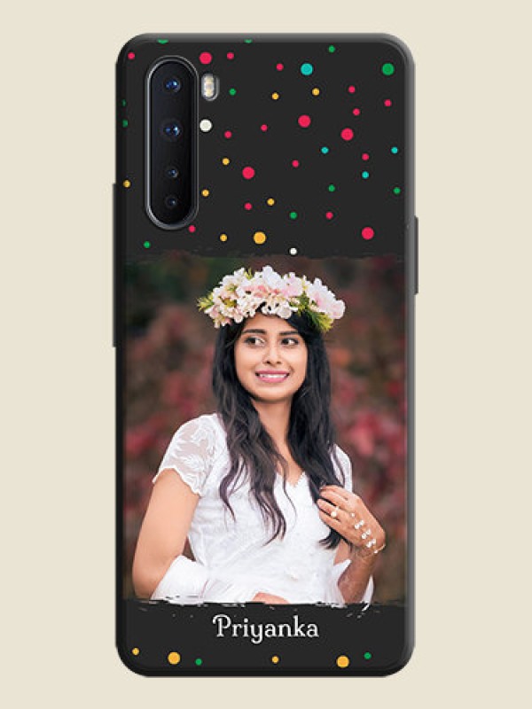 Custom Multicolor Dotted Pattern with Text on Space Black Custom Soft Matte Phone Back Cover - OnePlus Nord 5G