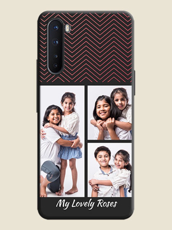 Custom Wave Pattern with 3 Image Holder on Space Black Custom Soft Matte Back Cover - OnePlus Nord 5G