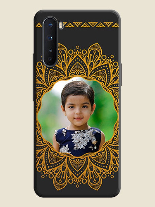 Custom Round Image with Floral Design - Photo on Space Black Soft Matte Mobile Cover - OnePlus Nord 5G