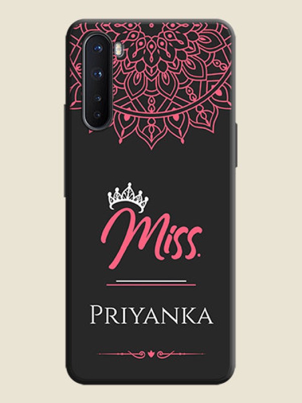 Custom Mrs Name with Floral Design on Space Black Personalized Soft Matte Phone Covers - OnePlus Nord 5G