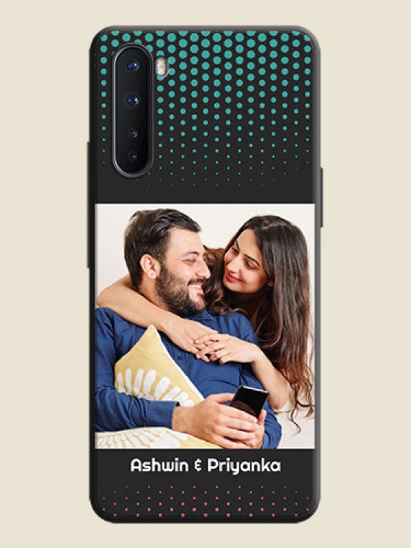 Custom Faded Dots with Grunge Photo Frame and Text on Space Black Custom Soft Matte Phone Cases - OnePlus Nord 5G