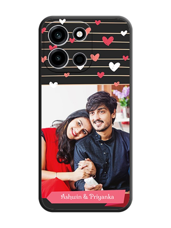 Custom Love Pattern with Name on Pink Ribbon on Photo On Space Black Custom Soft Matte Mobile Back Cover - OnePlus Nord 6 5G