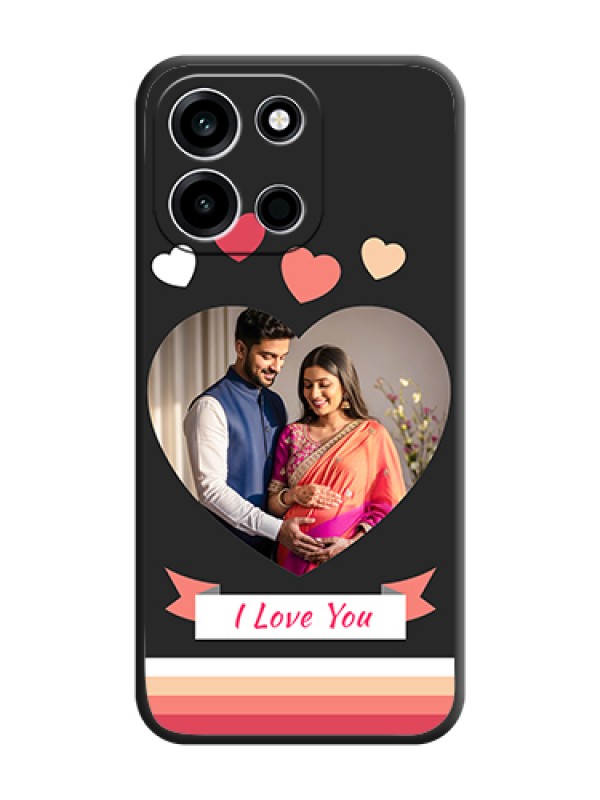 Custom Love Shaped Photo with Colorful Stripes On Space Black Custom Soft Matte Mobile Back Cover - OnePlus Nord 6 5G