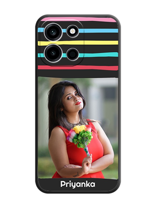 Custom Multicolor Lines with Image On Space Black Custom Soft Matte Mobile Back Cover - OnePlus Nord 6 5G