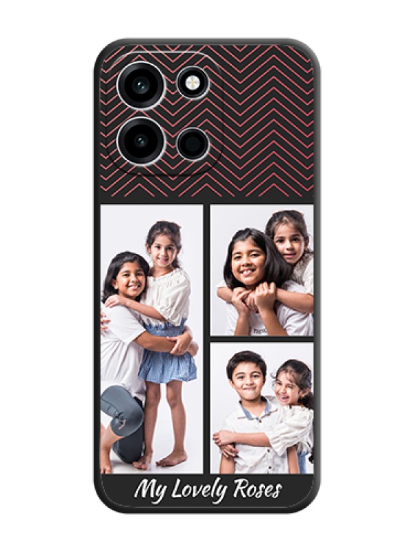 Custom Wave Pattern with 3 Image Holder On Space Black Custom Soft Matte Mobile Back Cover - OnePlus Nord 6 5G