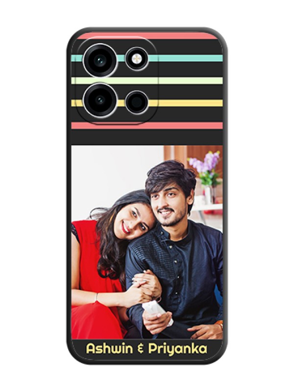 Custom Color Stripes with Photo and Text on Photo On Space Black Custom Soft Matte Mobile Back Cover - OnePlus Nord 6 5G