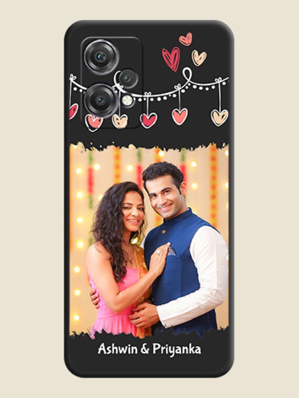 Custom Pink Love Hangings with Name on Space Black Custom Soft Matte Phone Cases - OnePlus Nord CE 2 Lite 5G