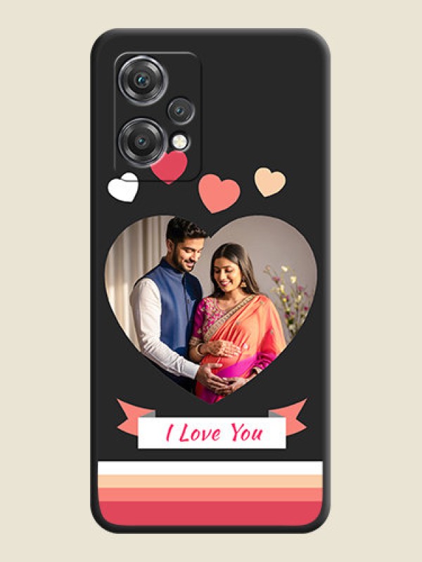 Custom Love Shaped Photo with Colorful Stripes on Personalised Space Black Soft Matte Cases - OnePlus Nord CE 2 Lite 5G