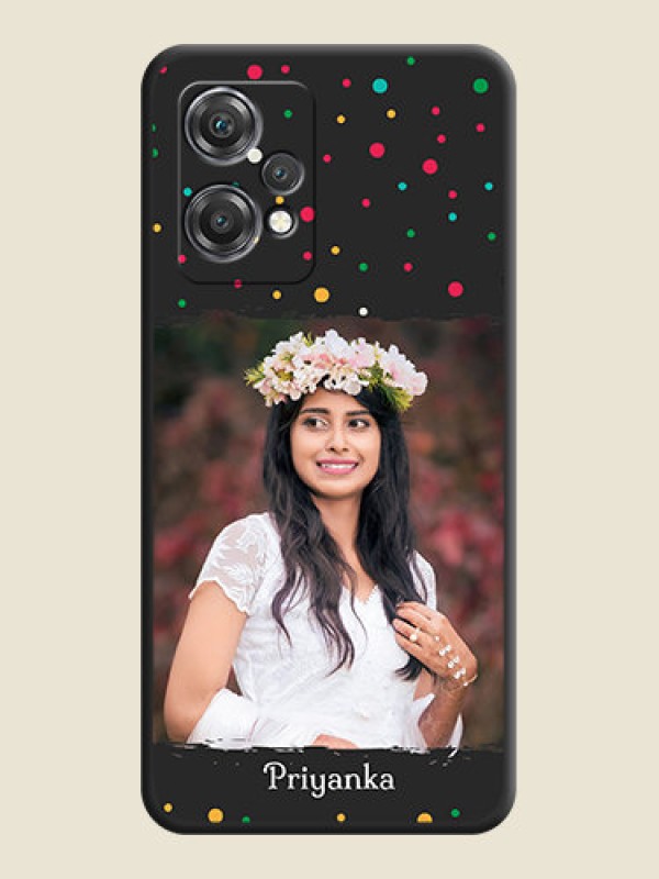 Custom Multicolor Dotted Pattern with Text on Space Black Custom Soft Matte Phone Back Cover - OnePlus Nord CE 2 Lite 5G