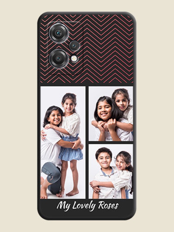 Custom Wave Pattern with 3 Image Holder on Space Black Custom Soft Matte Back Cover - OnePlus Nord CE 2 Lite 5G