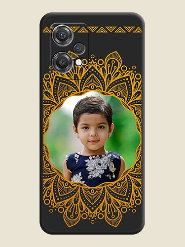 Custom Round Image with Floral Design on Photo on Space Black Soft Matte Mobile Cover - OnePlus Nord CE 2 Lite 5G