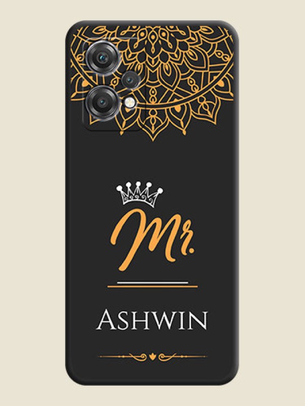 Custom Mr Name with Floral Design  on Personalised Space Black Soft Matte Cases - OnePlus Nord CE 2 Lite 5G
