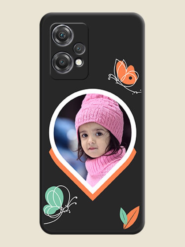 Custom Upload Pic With Simple Butterly Design On Space Black Personalized Soft Matte Phone Covers -Oneplus Nord Ce 2 Lite 5G