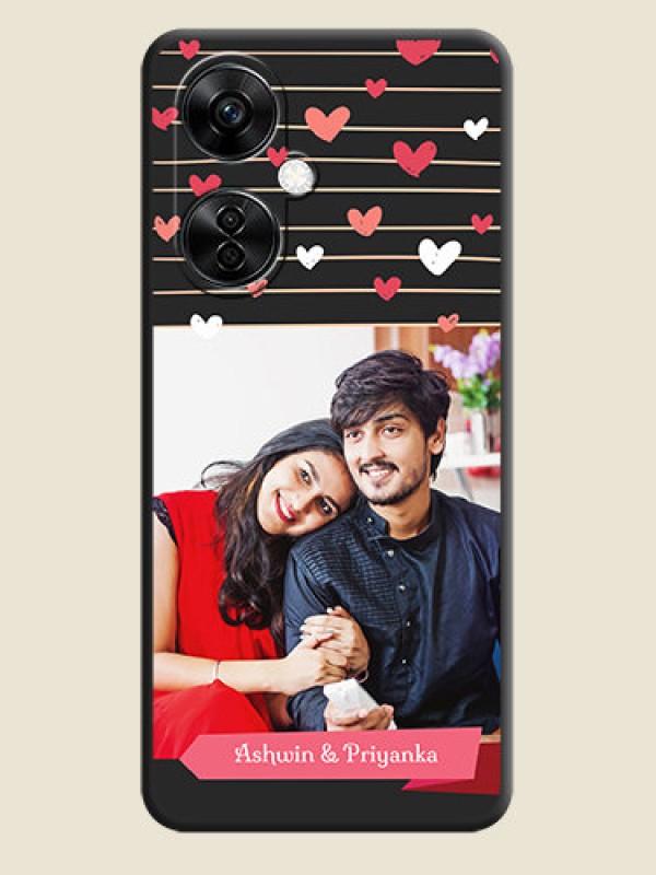Custom Love Pattern with Name on Pink Ribbon  on Photo on Space Black Soft Matte Back Cover - Nord CE 3 Lite 5G