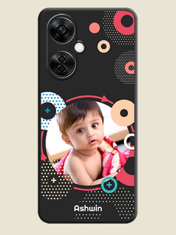 Custom Multicoloured Round Image on Personalised Space Black Soft Matte Cases - Nord CE 3 Lite 5G