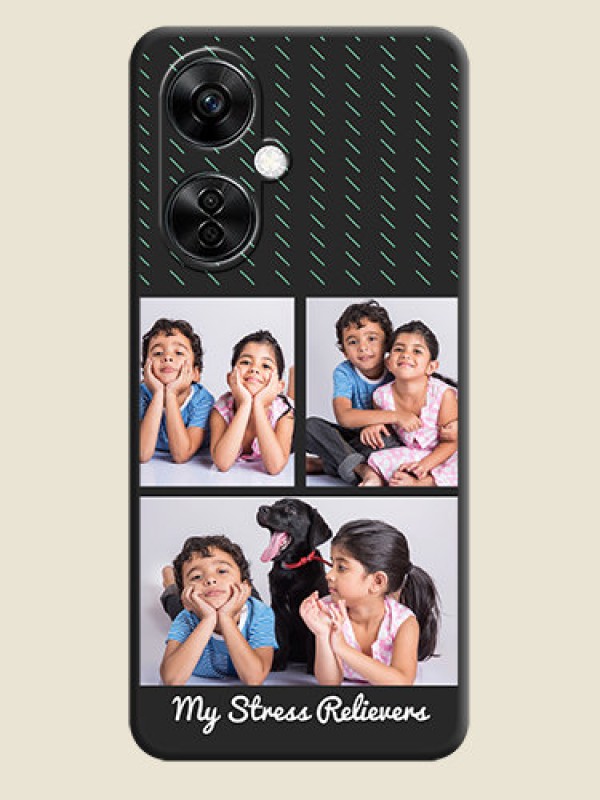 Custom Cross Dotted Pattern with 2 Image Holder  on Personalised Space Black Soft Matte Cases - Nord CE 3 Lite 5G