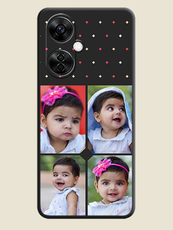 Custom Multicolor Dotted Pattern with 4 Image Holder on Space Black Custom Soft Matte Phone Cases - Nord CE 3 Lite 5G
