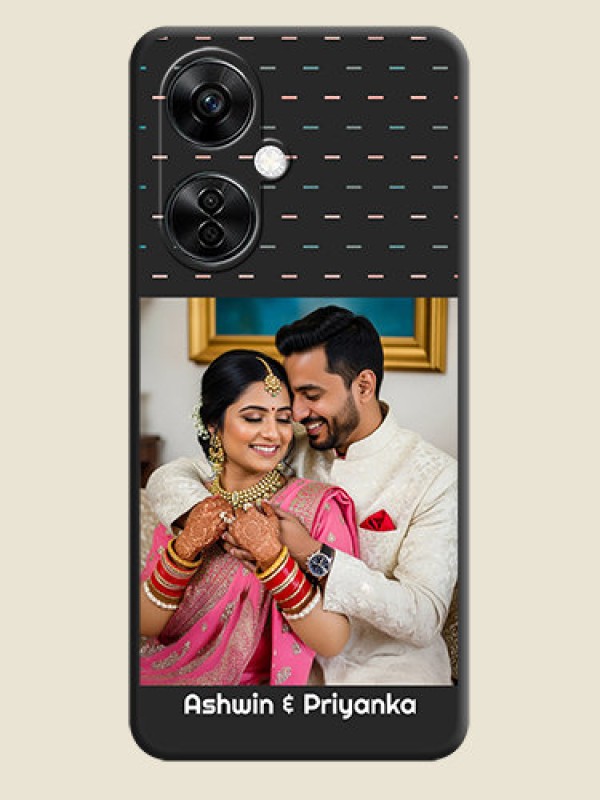 Custom Line Pattern Design with Text on Space Black Custom Soft Matte Phone Back Cover - Nord CE 3 Lite 5G