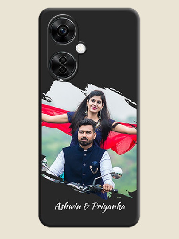 Custom Grunge Brush Strokes on Photo on Space Black Soft Matte Back Cover - Nord CE 3 Lite 5G