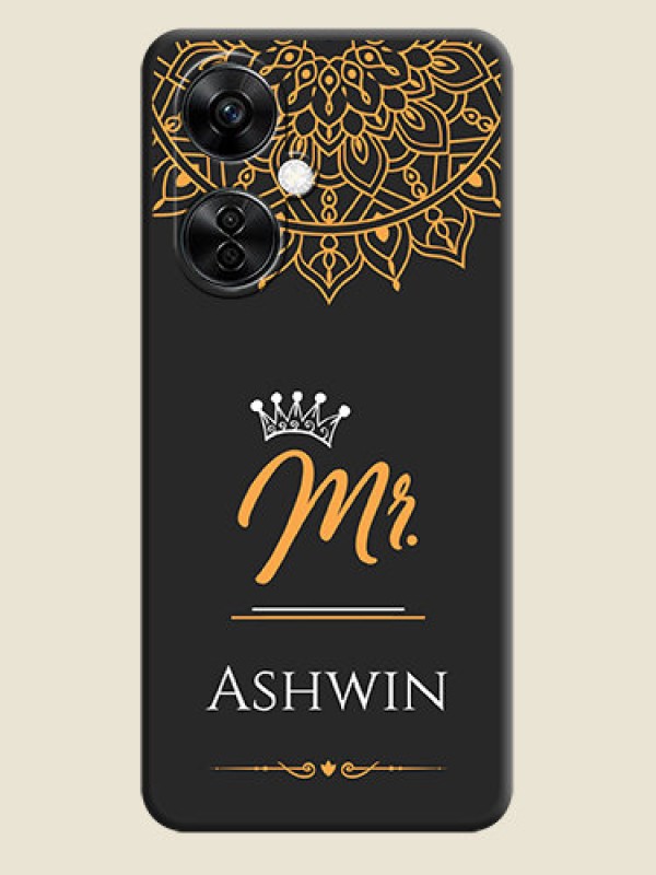 Custom Mr Name with Floral Design  on Personalised Space Black Soft Matte Cases - Nord CE 3 Lite 5G