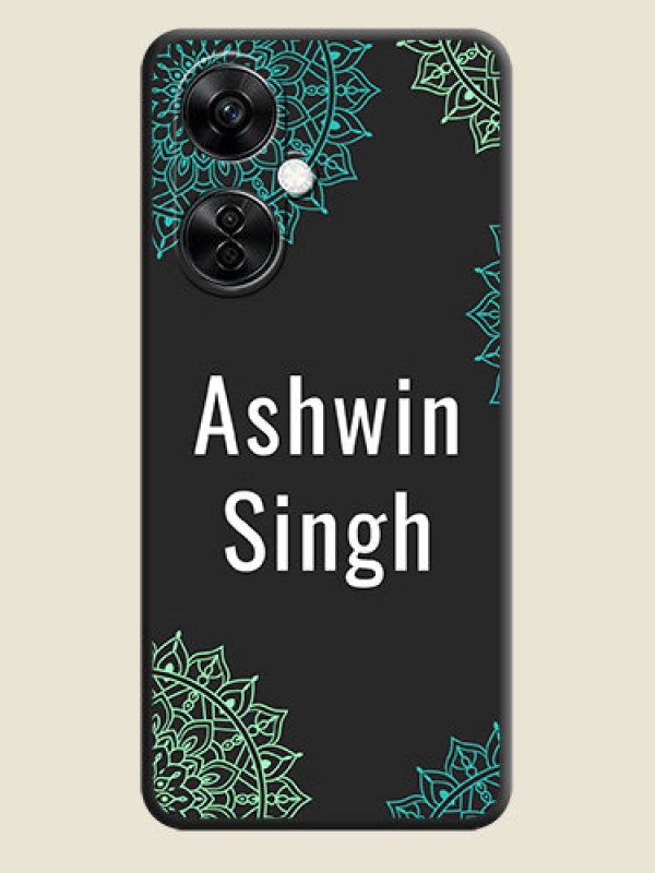 Custom Your Name with Floral Design on Space Black Custom Soft Matte Back Cover - Nord CE 3 Lite 5G